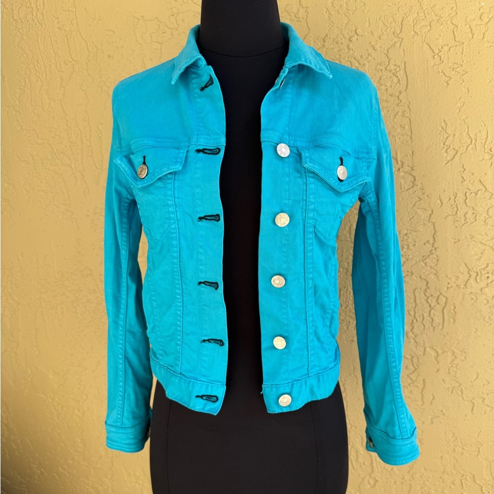 $278 RAG & BONE Lightweight Bright Blue Denim Jacket Sz XS Rare